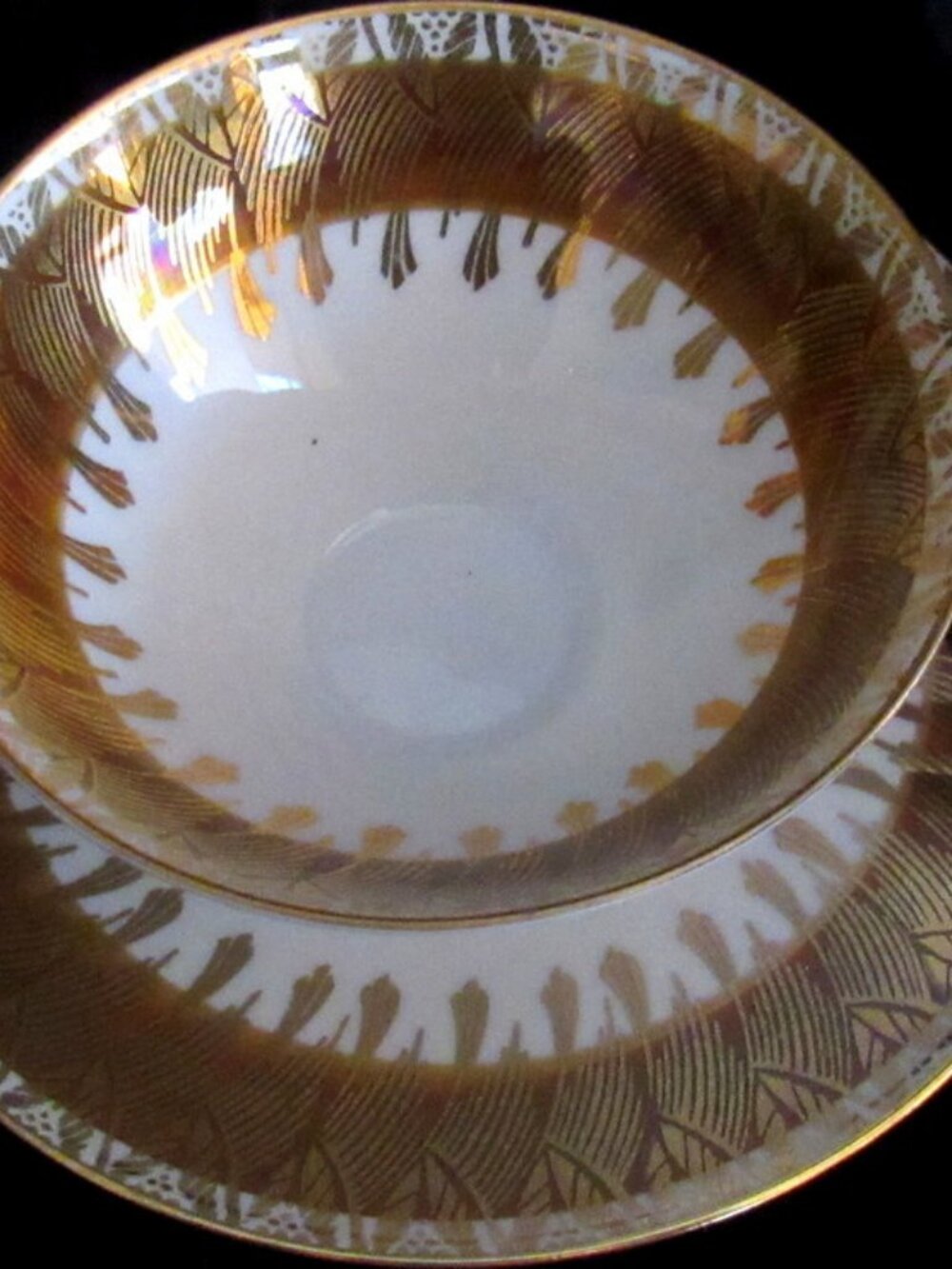 Vintage Bavaria Tea Cup and Saucer, Heavy Gold Gilt, Leni Parbus, 1950s A986